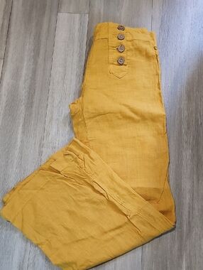 elevenses Mustard Yellow Linen Pants